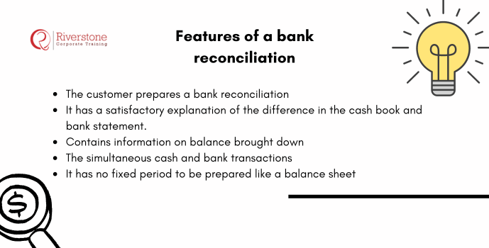 Features of a bank reconciliation