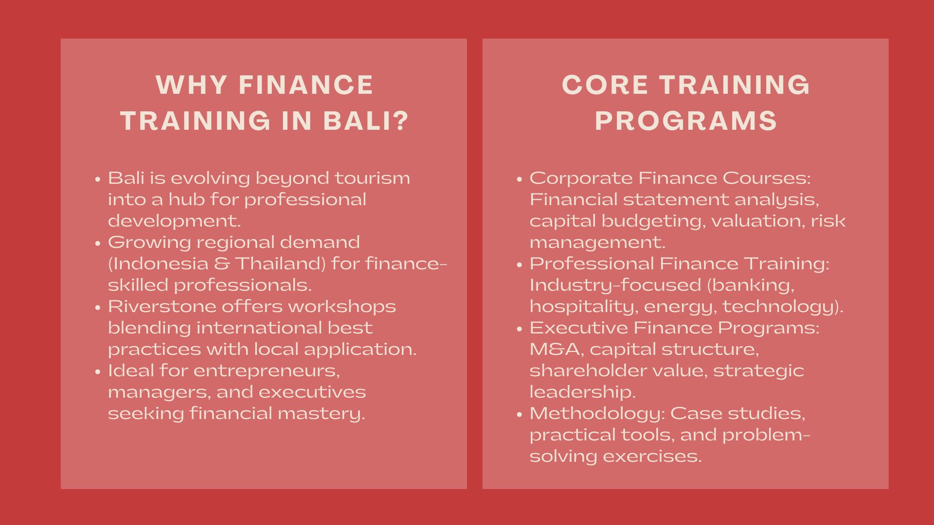 Best Finance Training in Bali