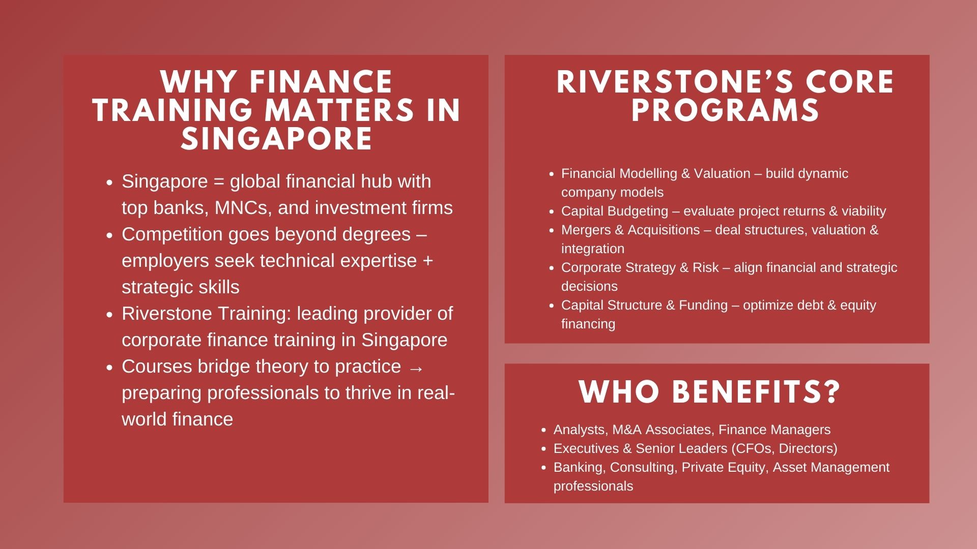 Best Finance Training in Singapore Riverstone Training Leads