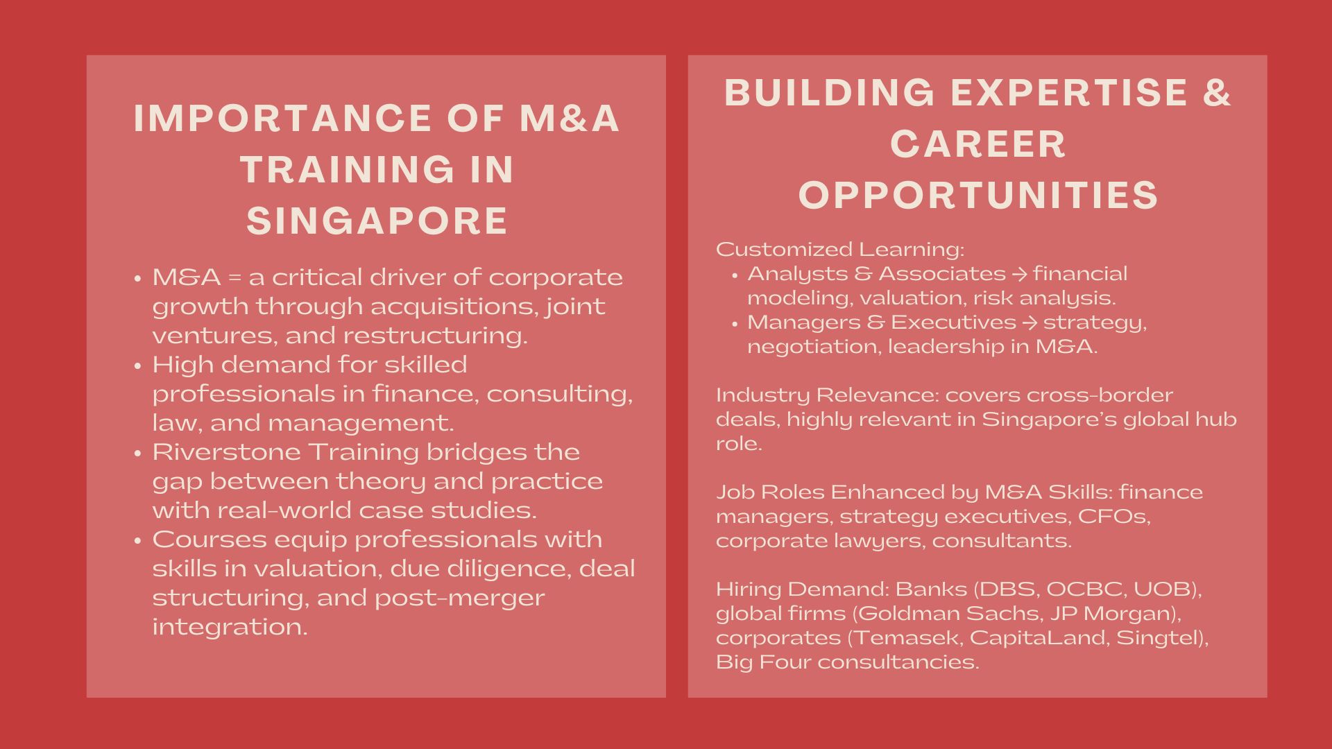 Best Mergers and Acquisitions Training in Singapore