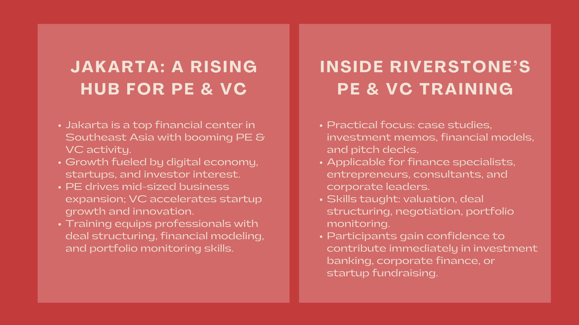 Best Private Equity and VC Training in Jakarta