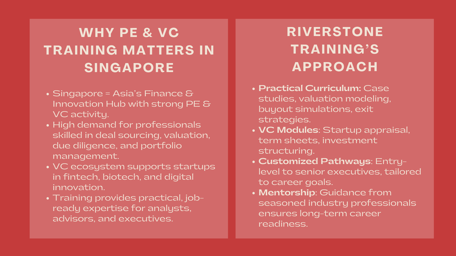 Best Private Equity and Venture Capital Training in Singapore