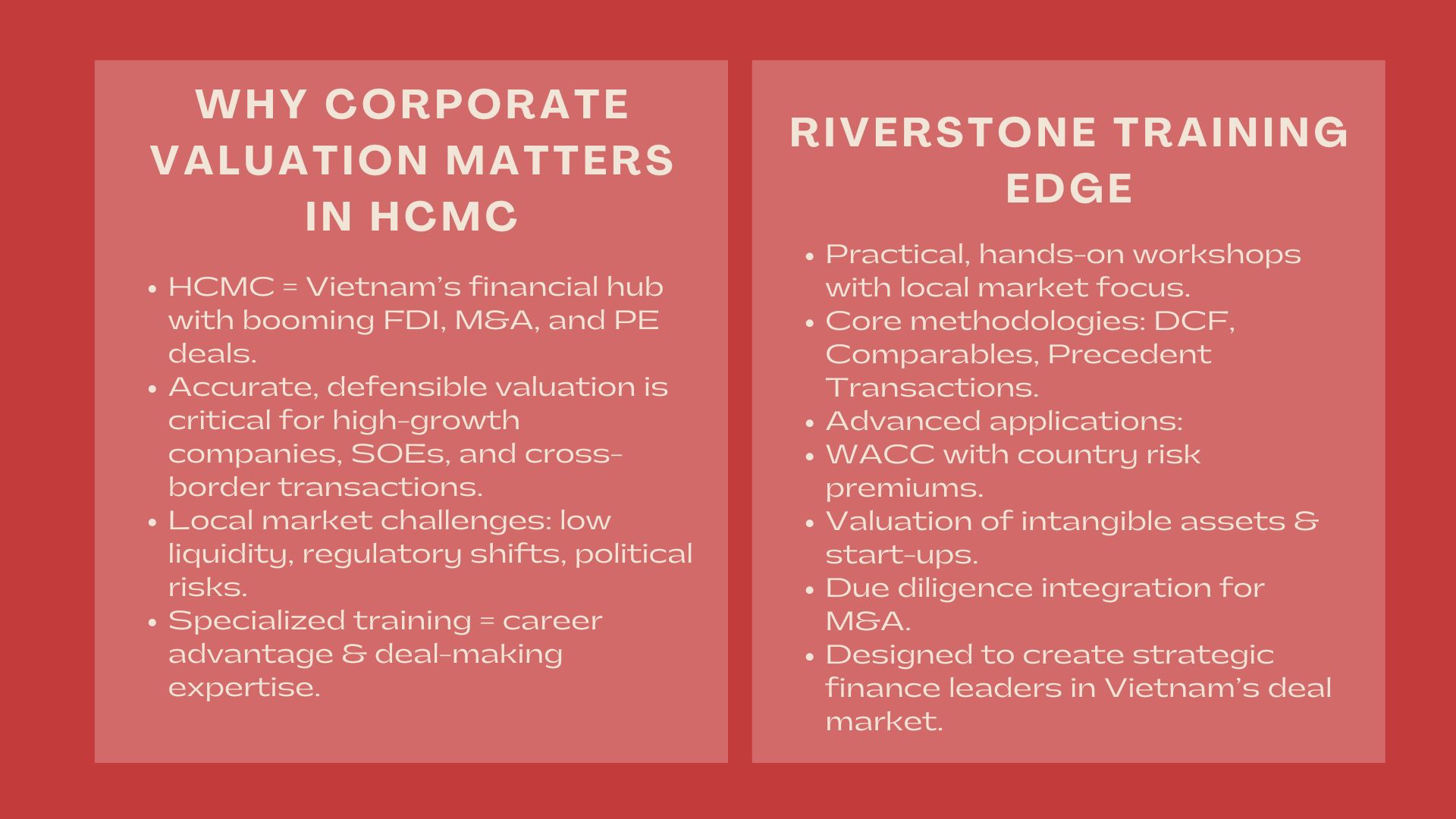 Corporate Valuation Training in Ho Chi Minh City