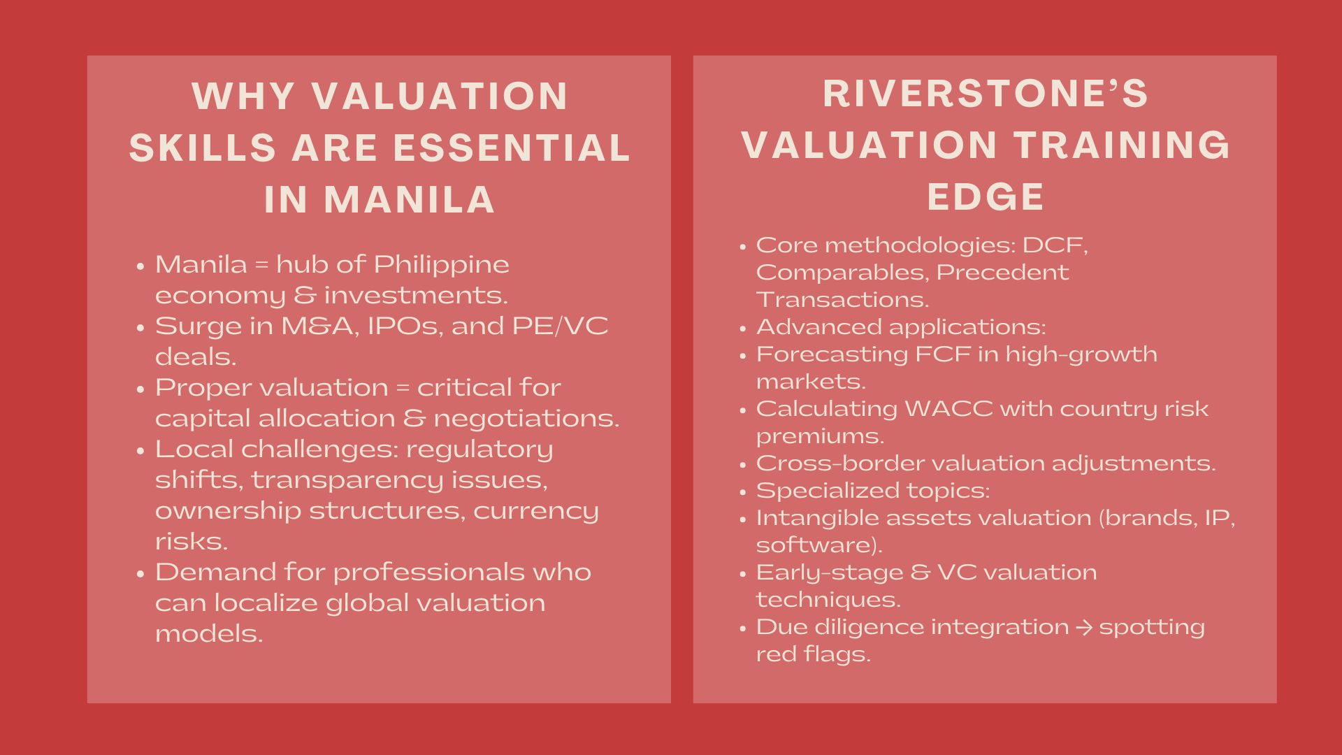 Corporate Valuation Training in Manila