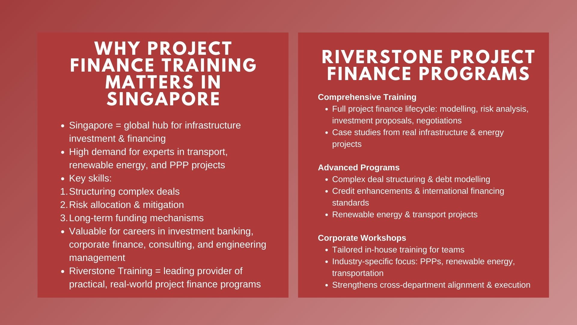 Famous Project Finance Training in Singapore Riverstone Training