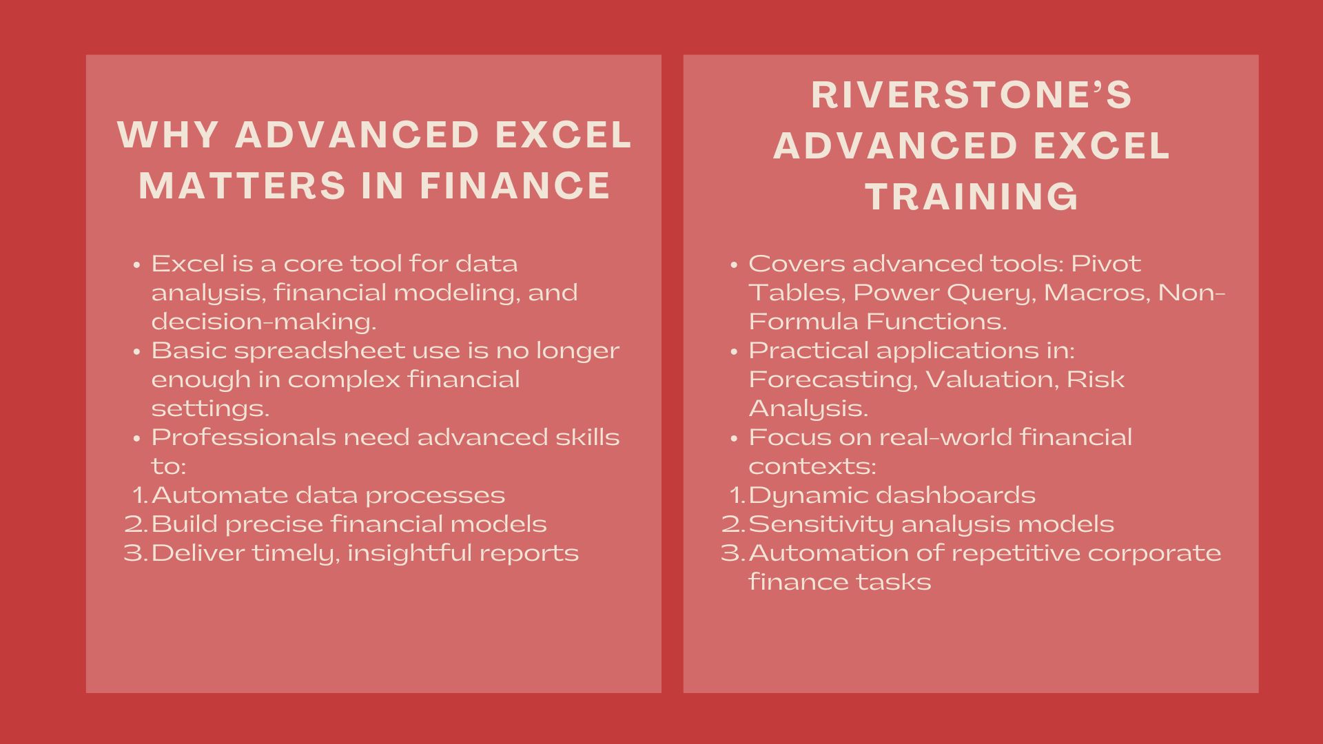 Highly Rated Advanced Excel for Finance in Singapore