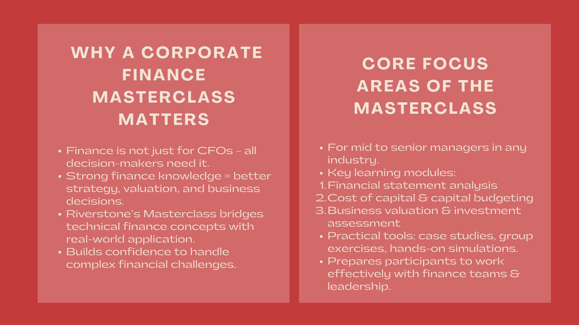 Highly Rated Corporate Finance Masterclass in Jakarta