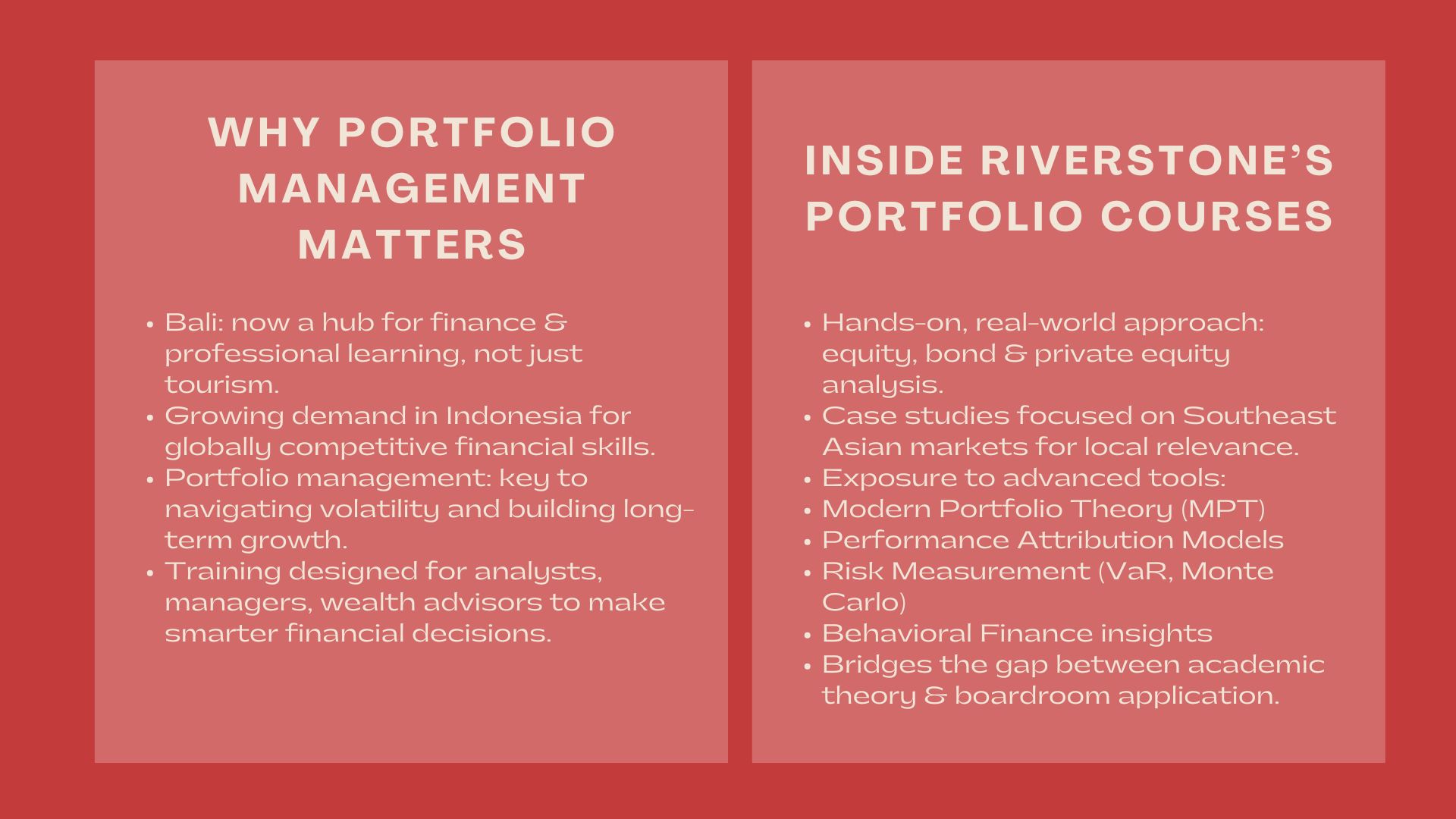 Highly Rated Portfolio Management Courses in Bali