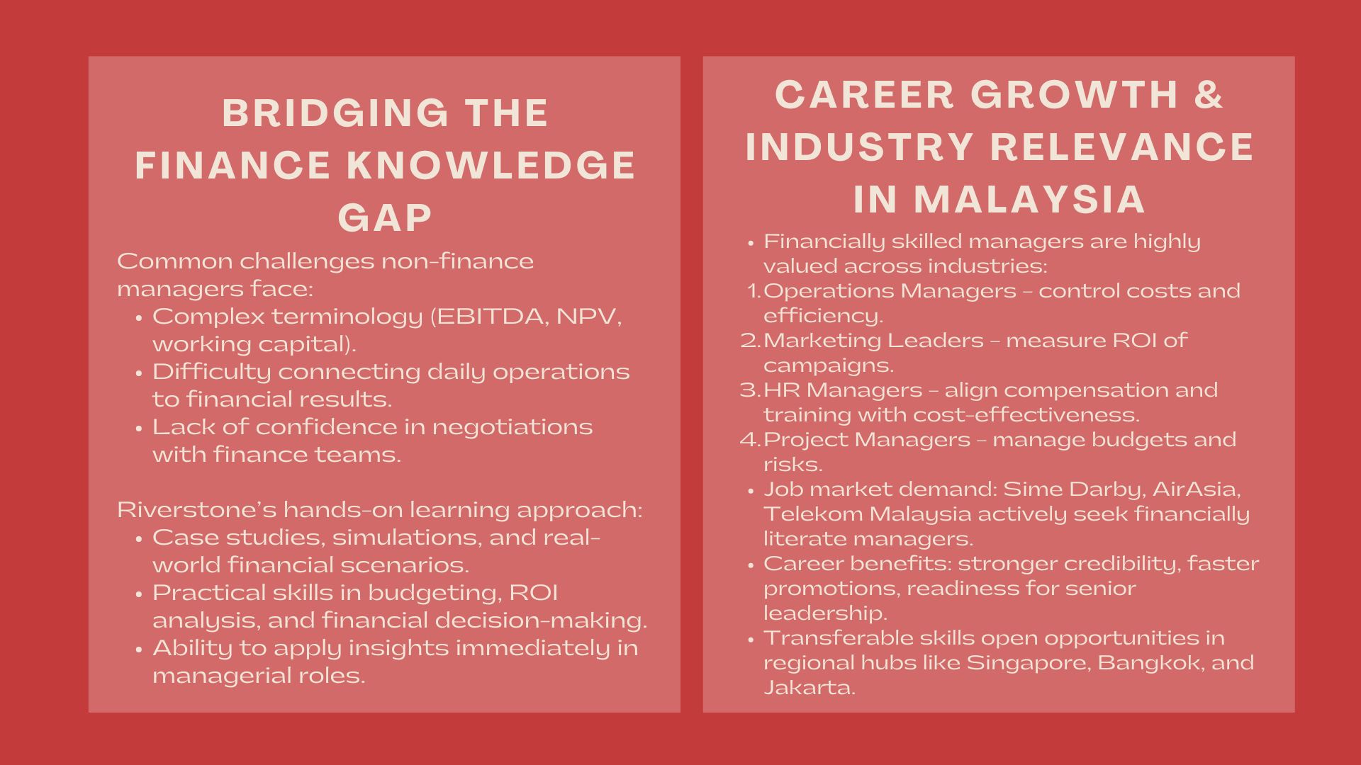 Professional Finance for Non-Finance Managers in Malaysia