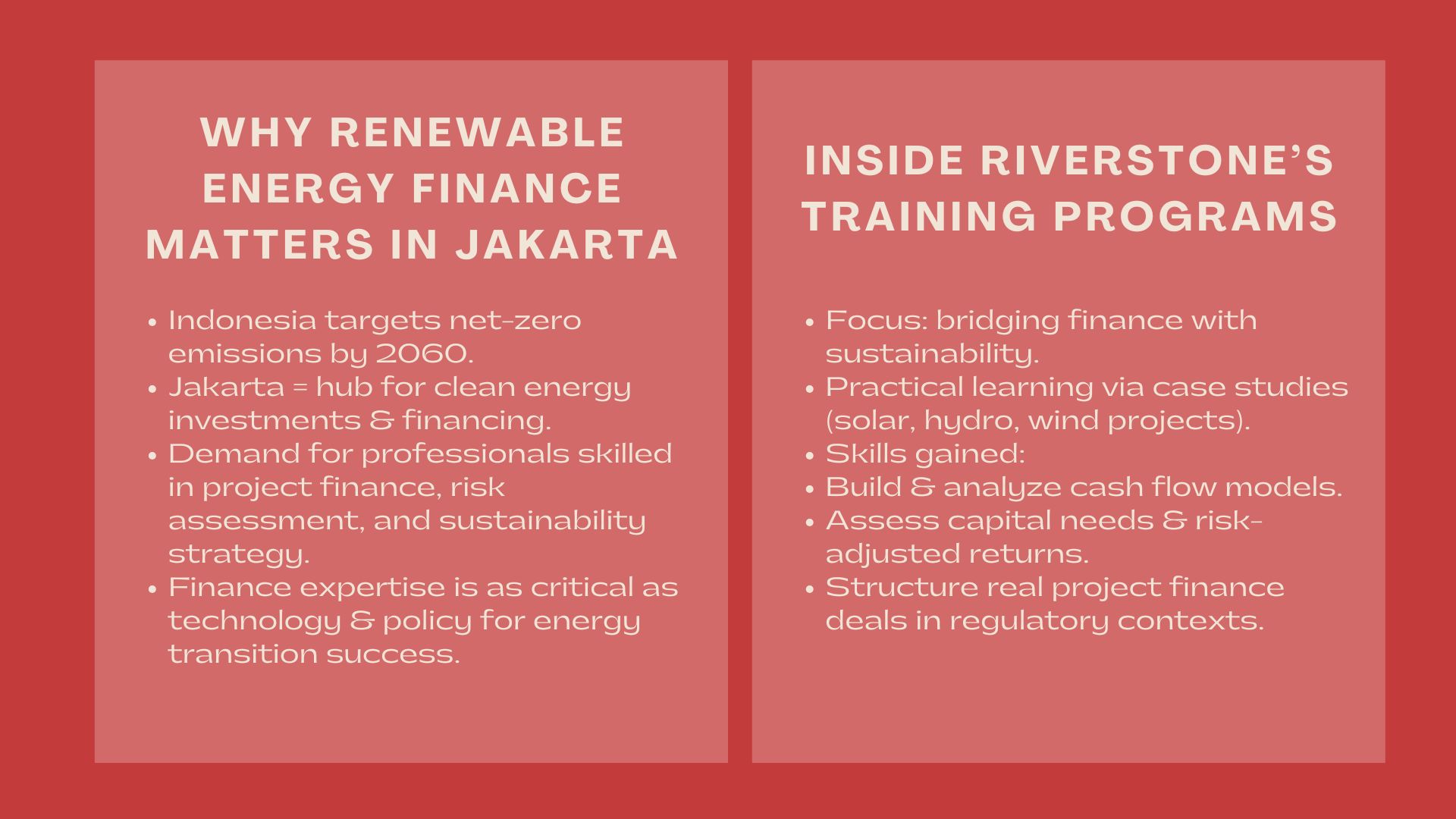 Renewable Energy Finance and Investment in Jakarta