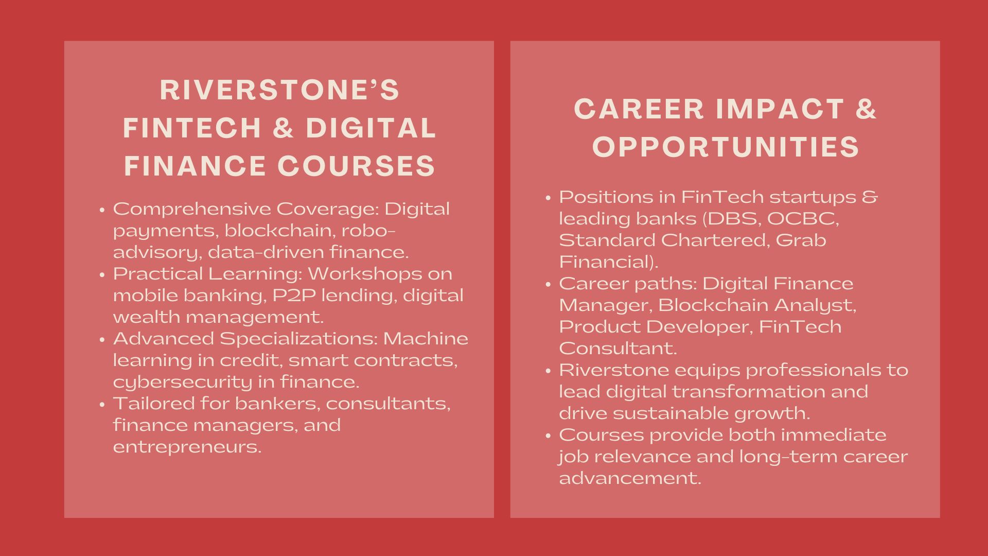 Top FinTech and Digital Finance Courses in Singapore – Riverstone Training