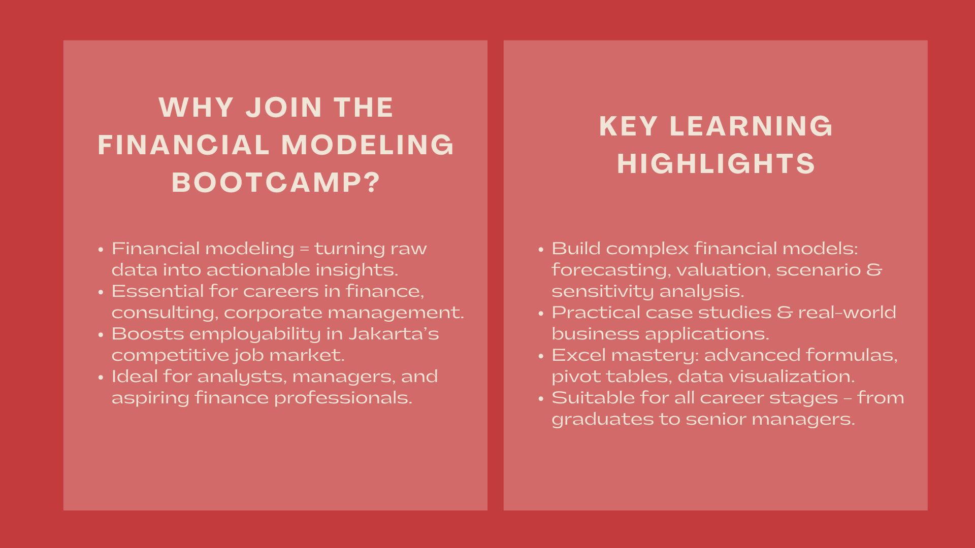 Top Financial Modeling Bootcamp in Jakarta