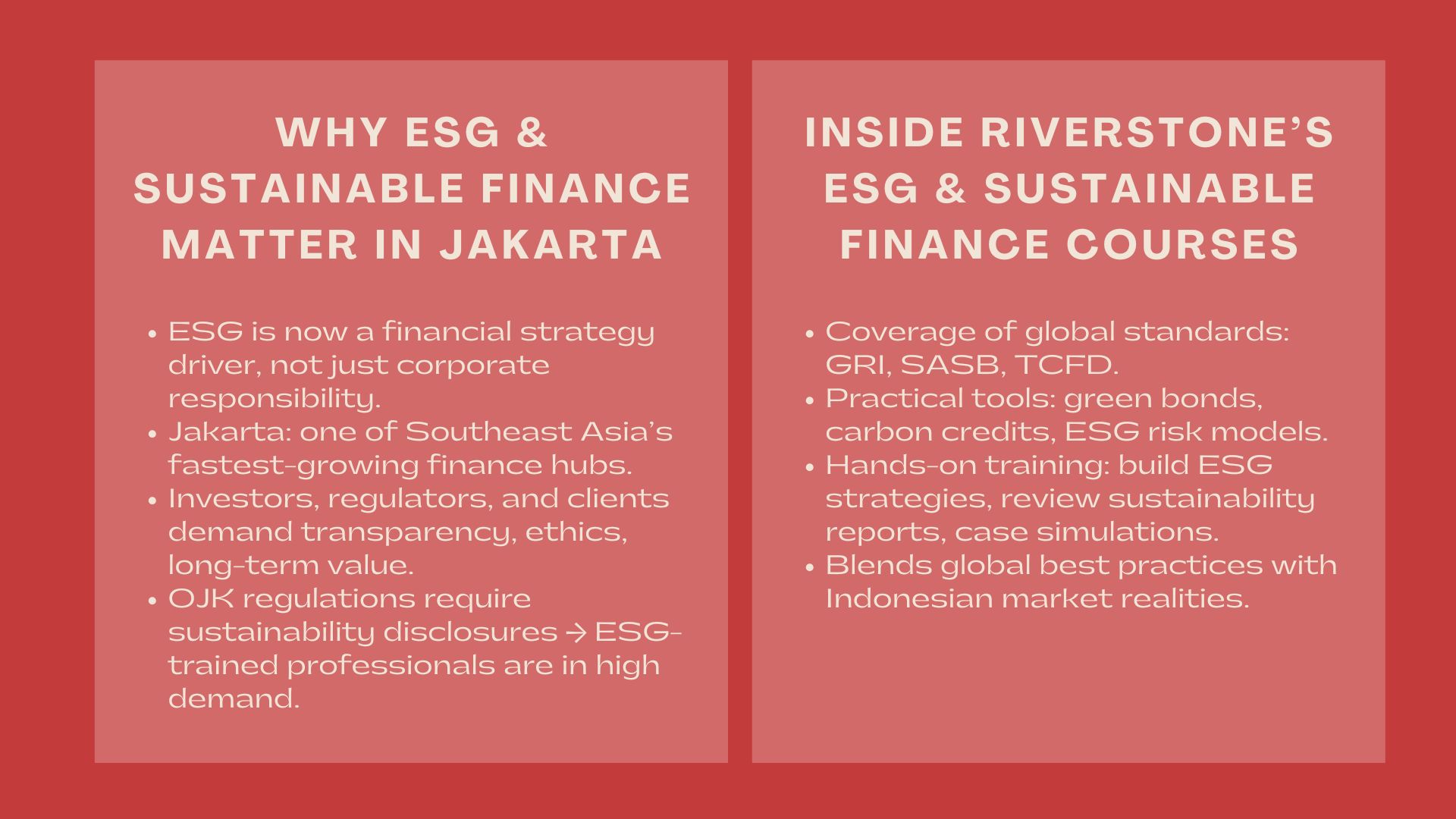 Trusted ESG and Sustainable Finance in Jakarta
