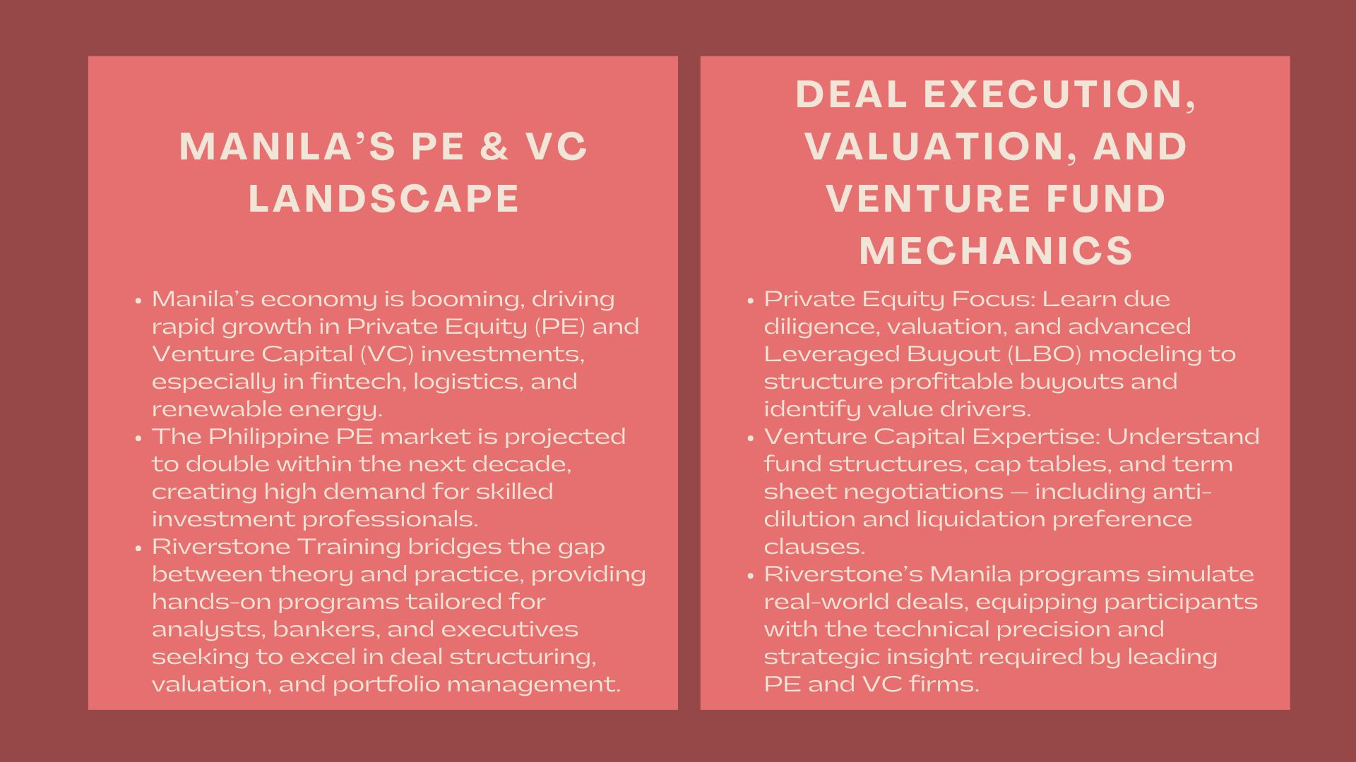 Best Private Equity and Venture Capital Training in Manila