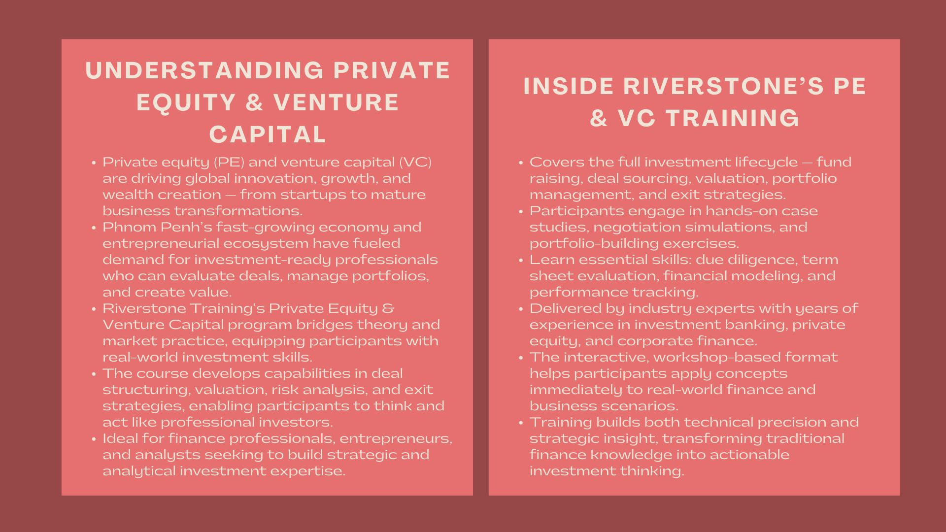 Top Private Equity VC Courses Phnom Penh