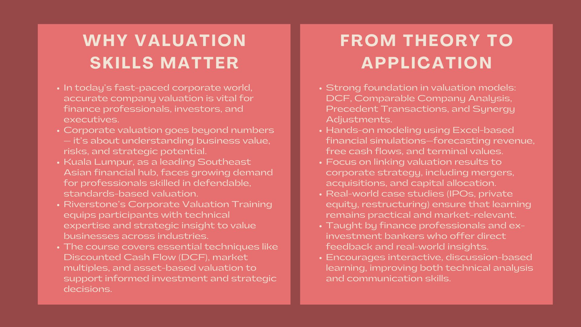 Advanced Corporate Valuation Kuala Lumpur