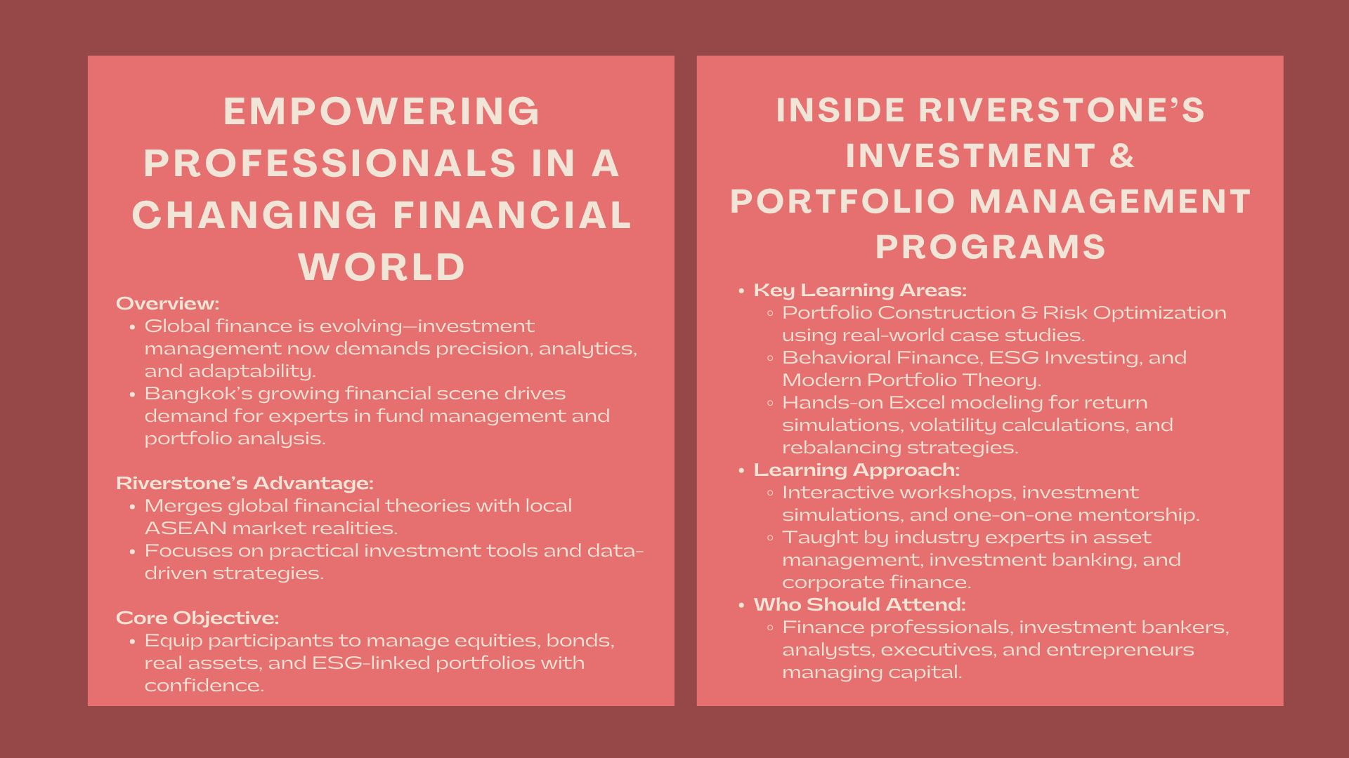 Leading Investment and Portfolio Management Programs in Bangkok