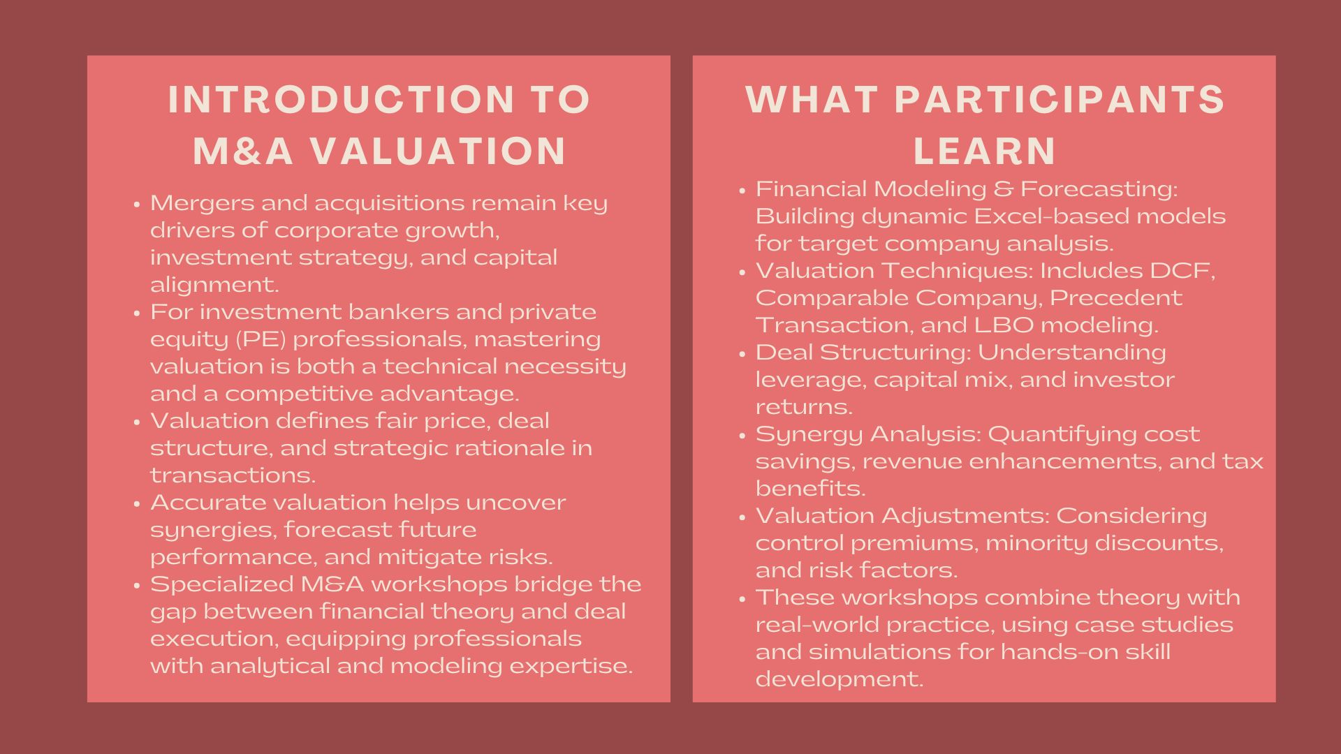 Expert Certification in MA Valuation