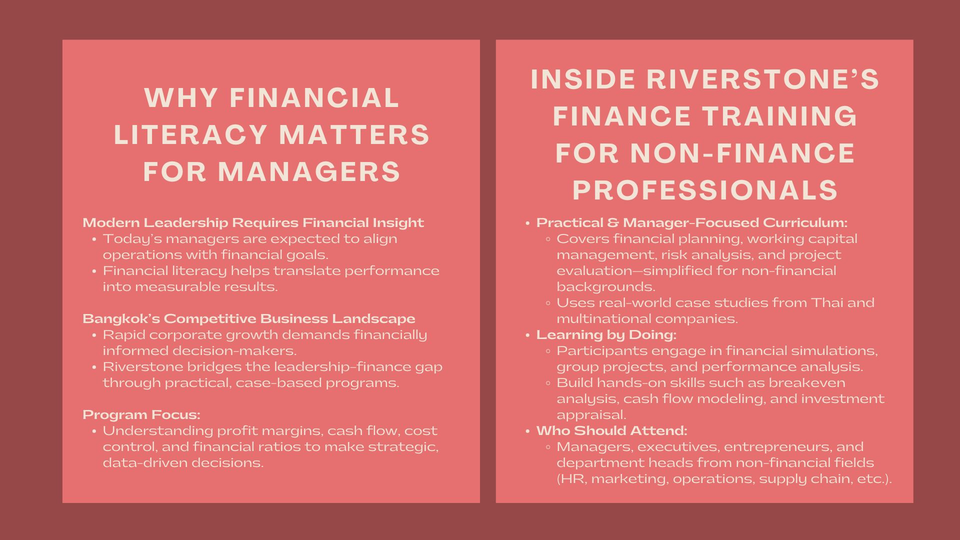 Professional Finance for Non-Finance Managers in Bangkok
