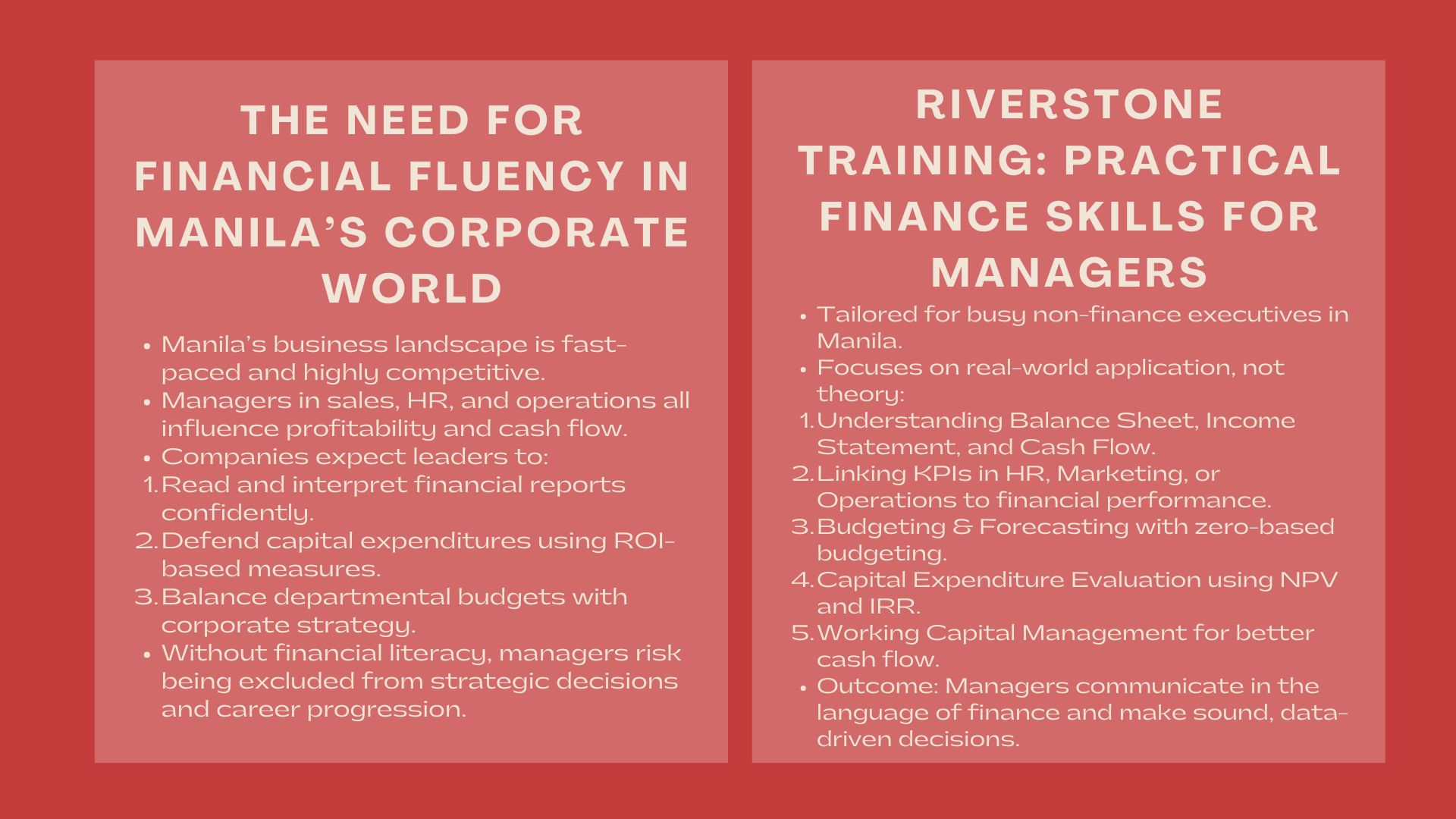 Professional Finance for Non-Finance Managers in Manila