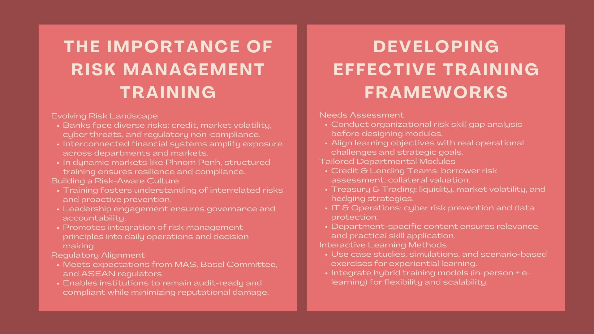Comprehensive Risk Management Training for Banks