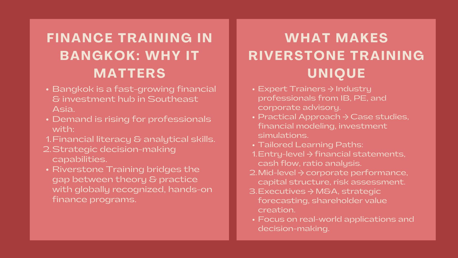 Best Finance Training in Bangkok