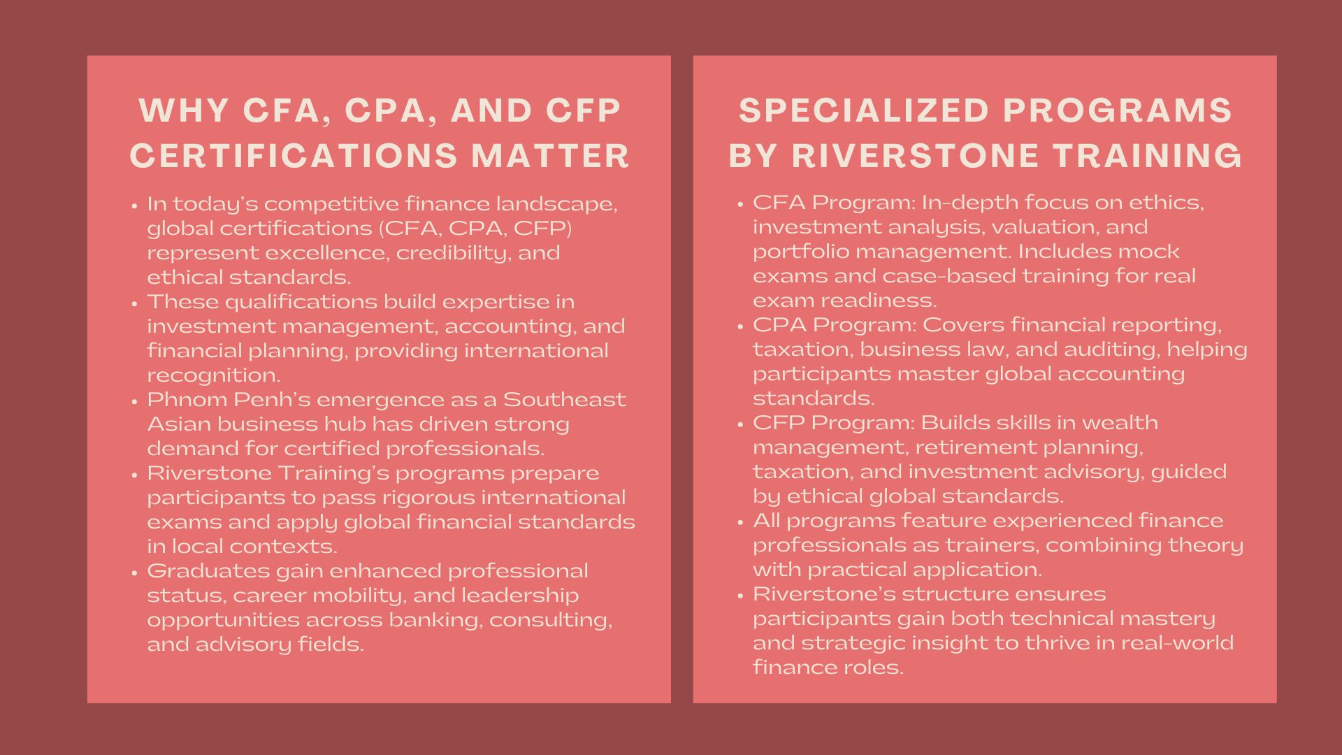 Comprehensive CFA CPA CFP Programs Phnom Penh