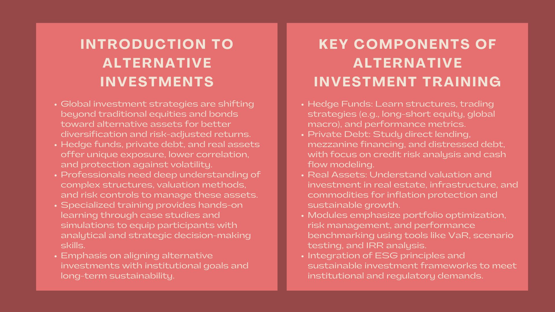 Certified Alternative Investments Training