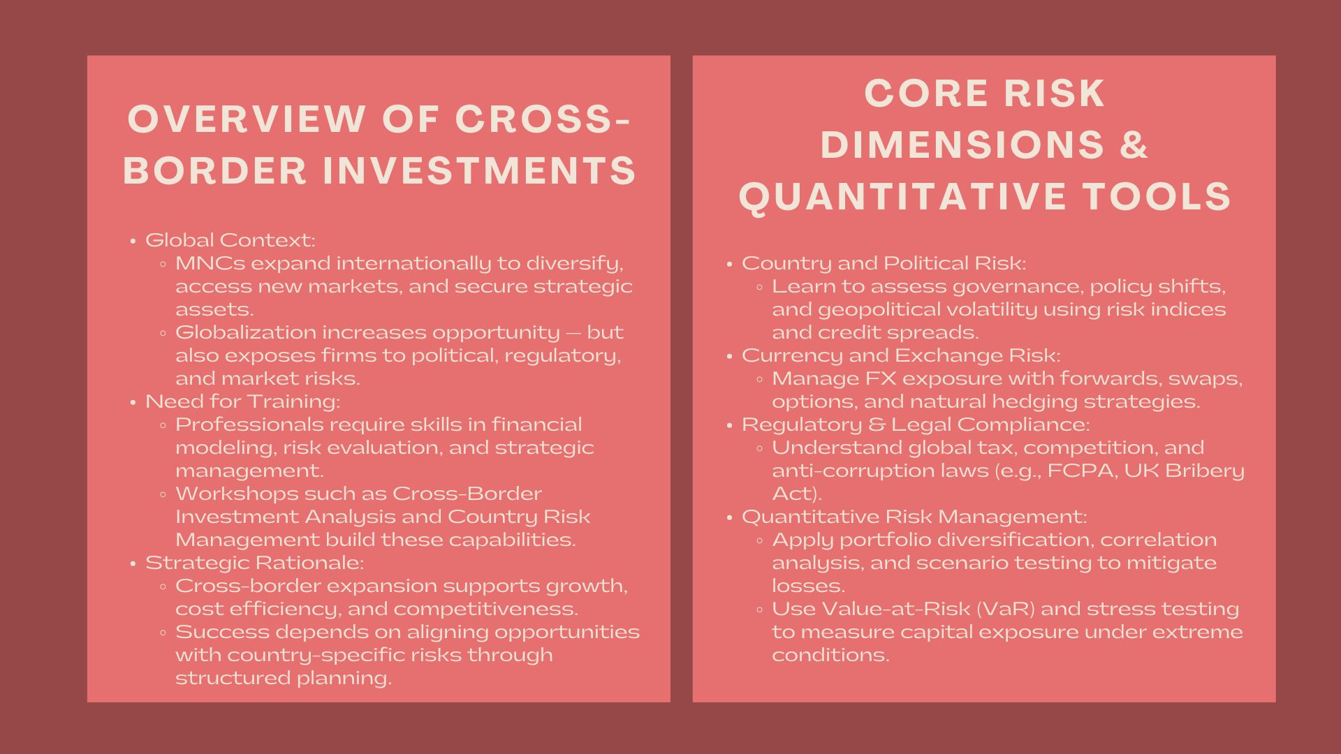 Certified Cross-Border Investment Risk Course