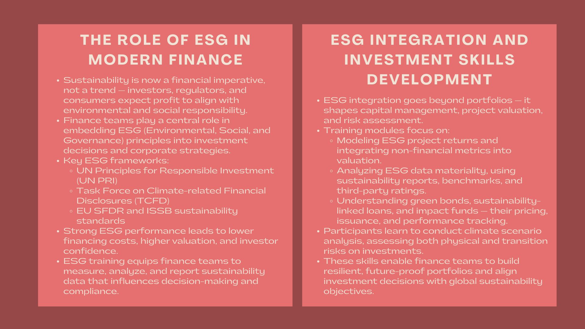 Corporate ESG Investment Training Finance