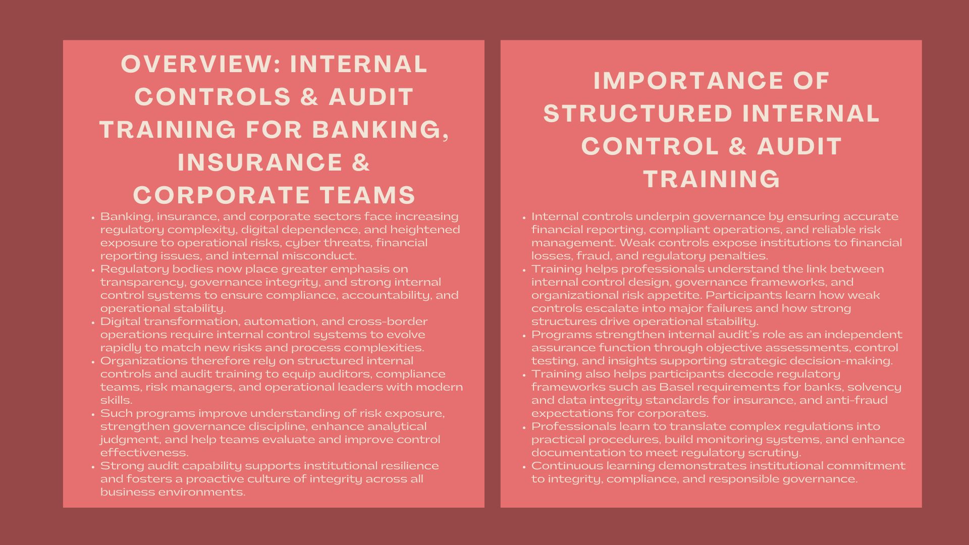Certified Internal Controls Audit Training Program