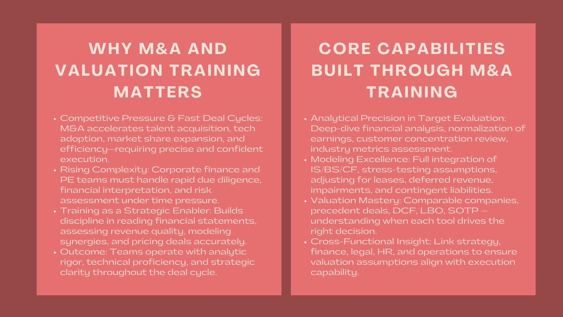 Advanced MA Valuation Skills Training