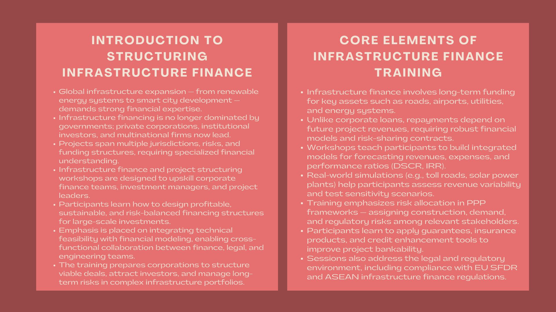 Designing Infrastructure Finance Programs