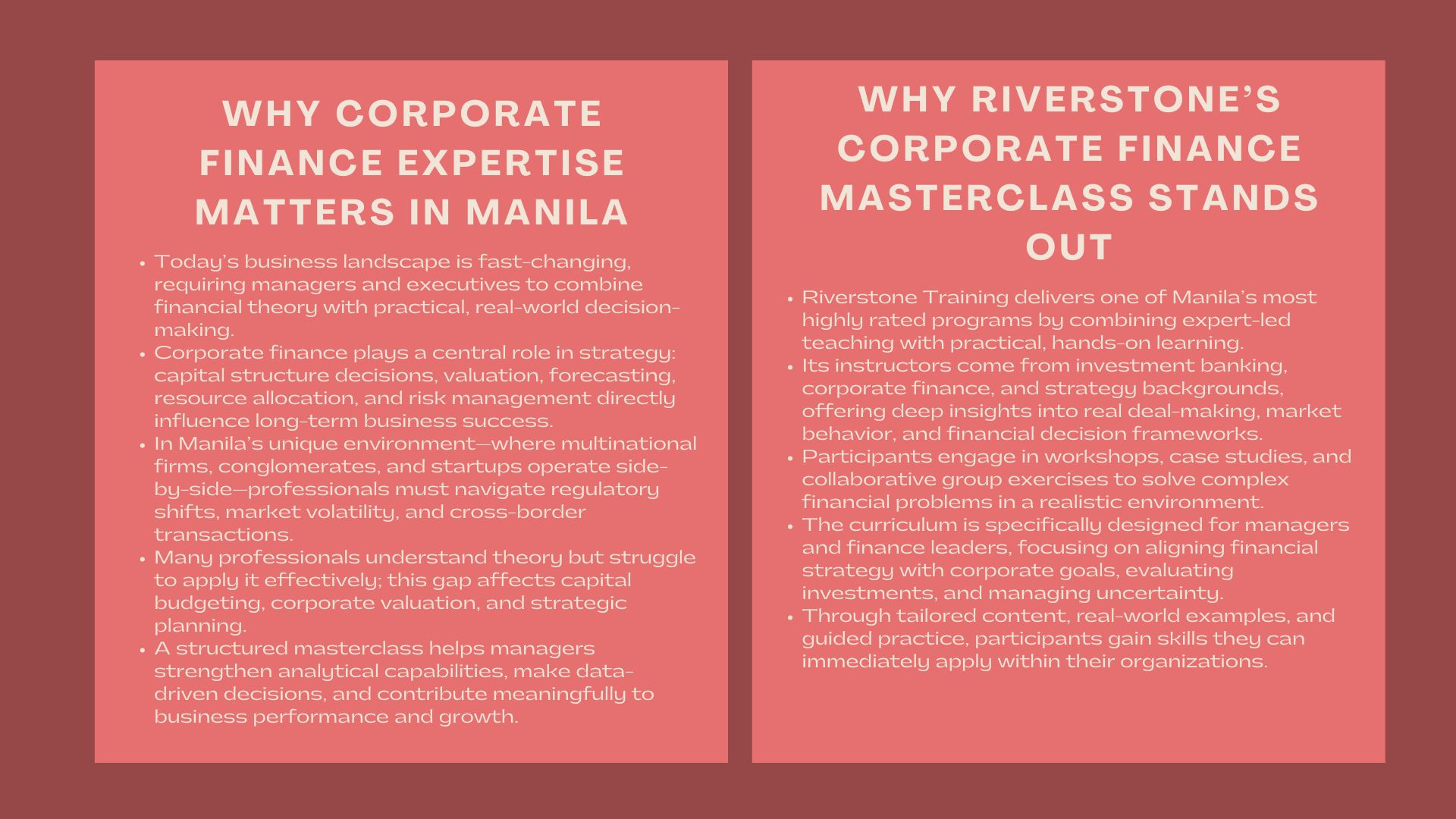 Manila Corporate Finance Skills Certification