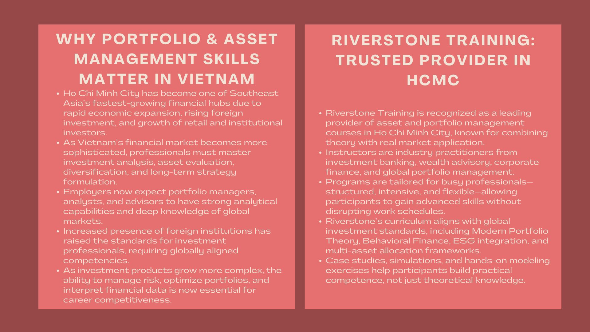 Ho Chi Minh Portfolio Management Training