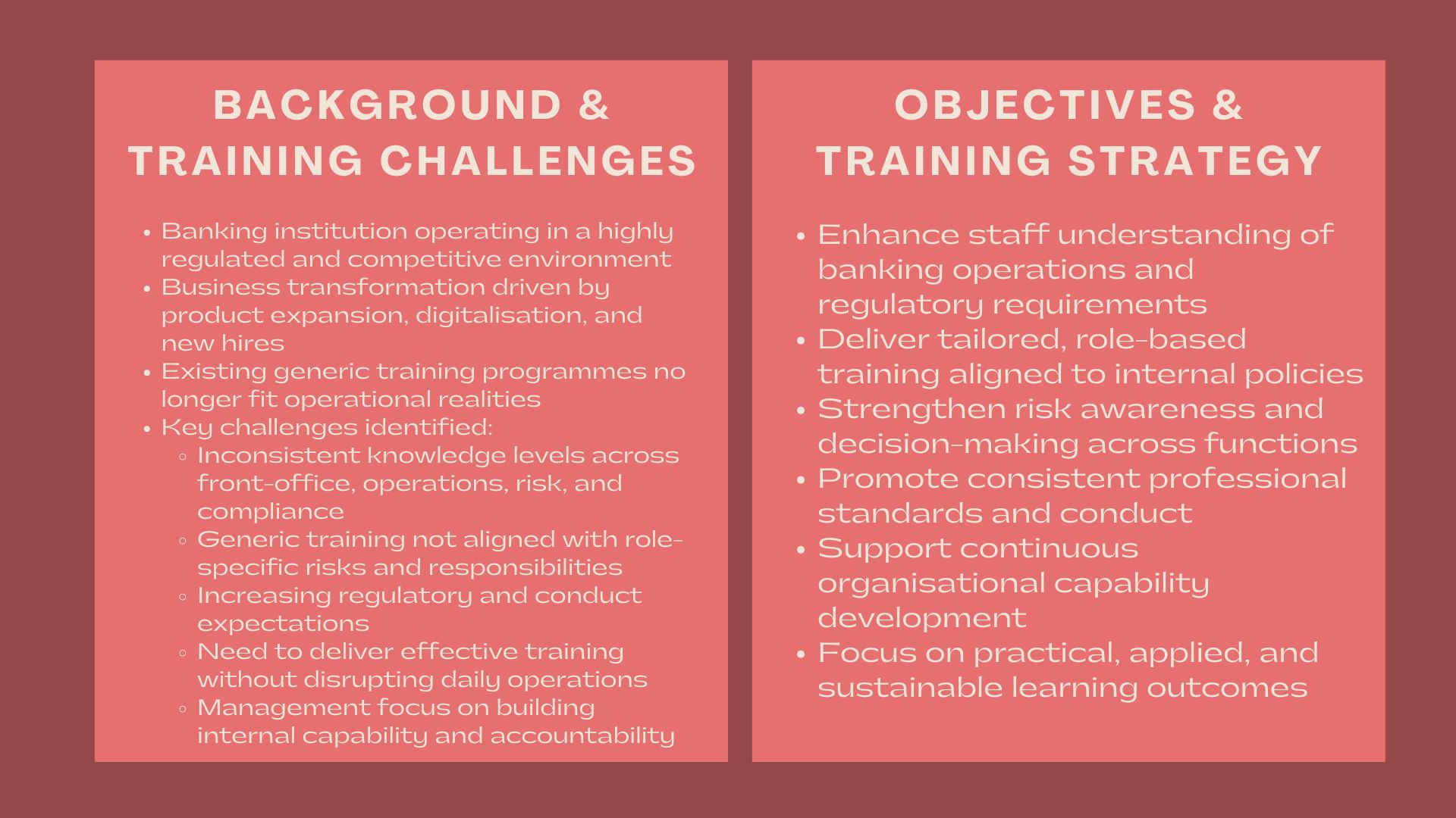 Case Study Banking In-House Training