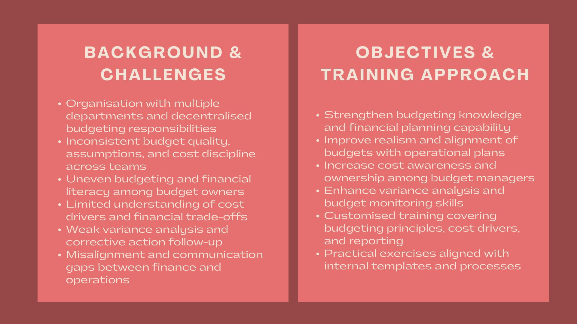 Case Study Budgeting In-House