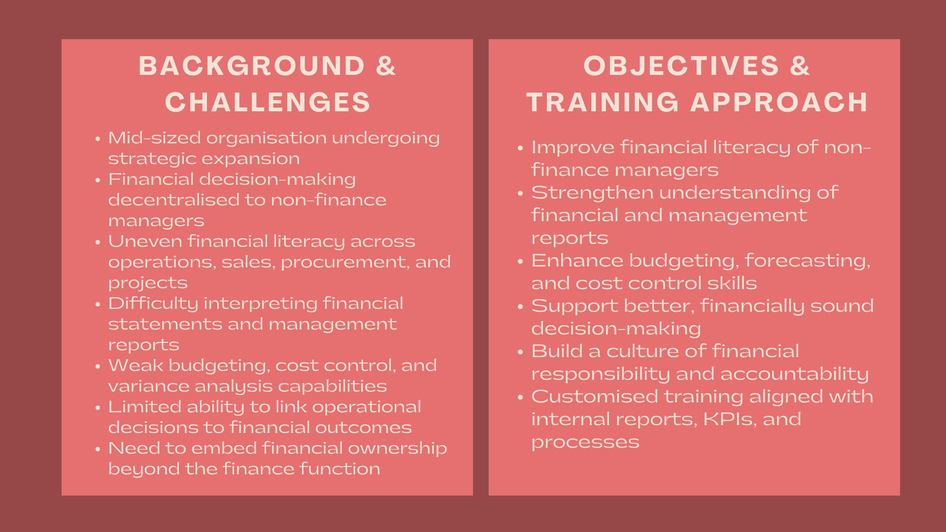 Case Study Finance In-House Training