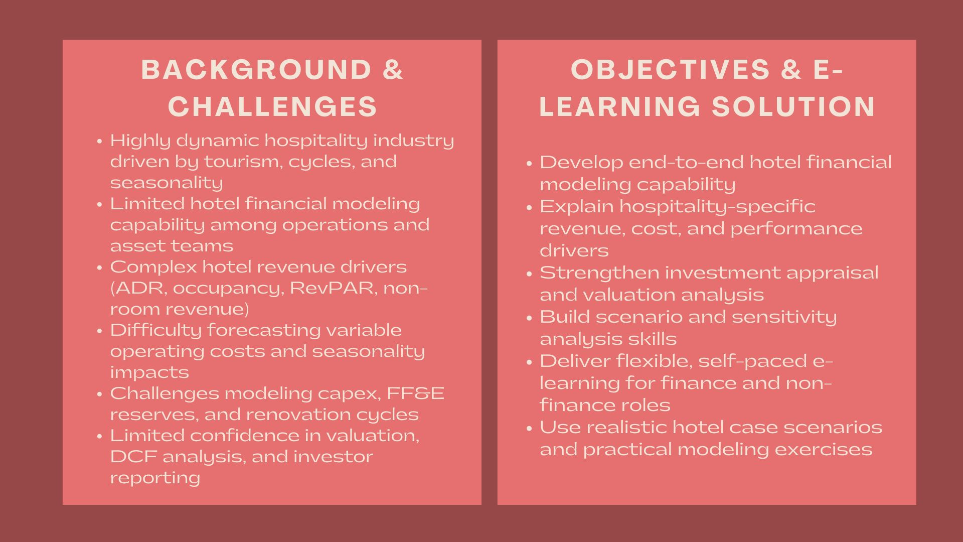 Case Study Hotel Business Financial Modeling