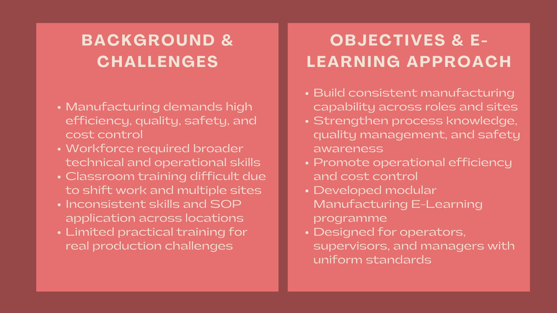 Case Study Manufacturing E-Learning Services