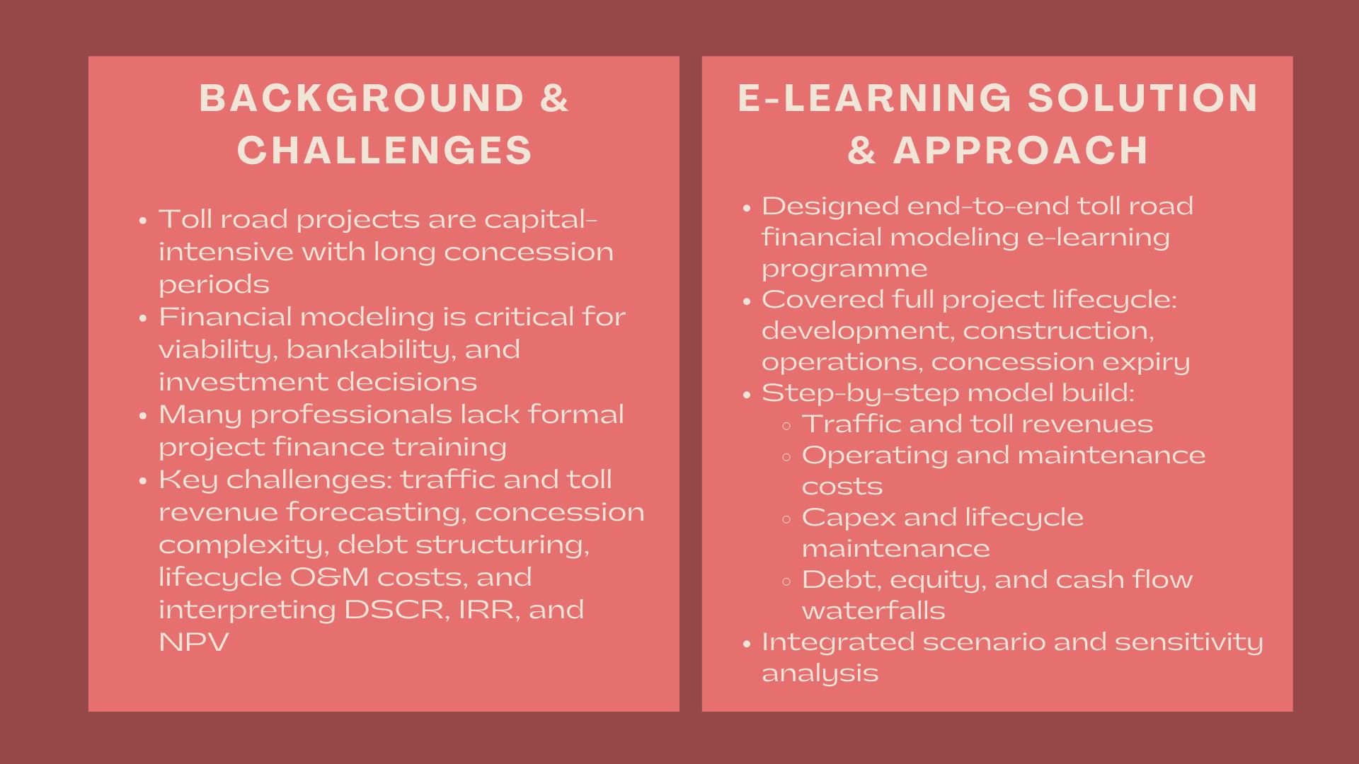 Case Study Road Toll Project Financial Modeling