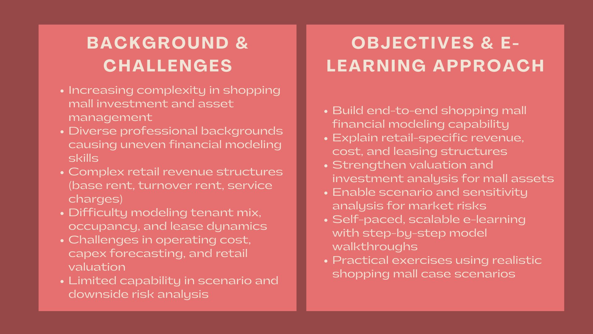 Case Study Shopping Mall-Real Estate-Financial Modeling